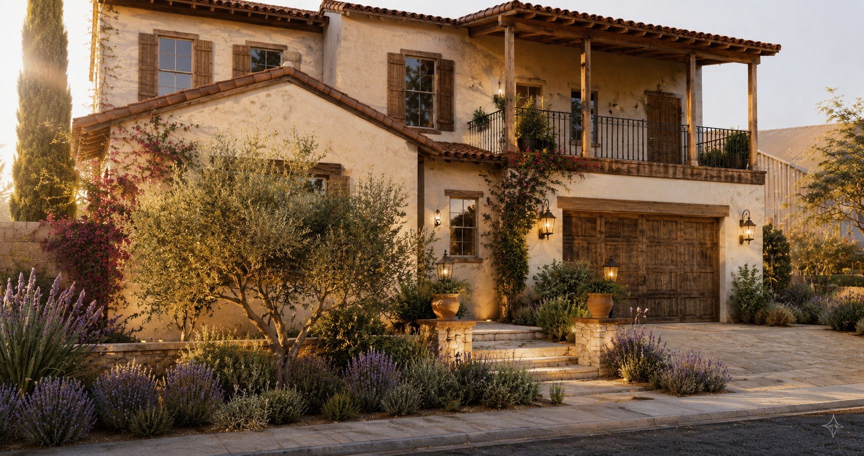 Design visualization of the Eucalyptus Estate landscape in Huntington Beach with California Room and family lawn.